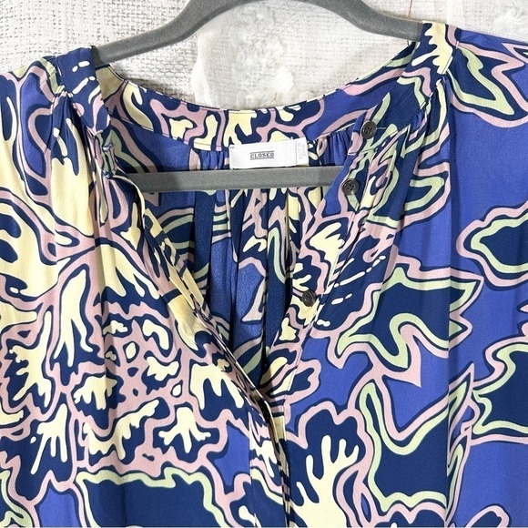 CLOSED Emily floral maxi kobalt long sleeve silk blend dress size L - Picture 8 of 11